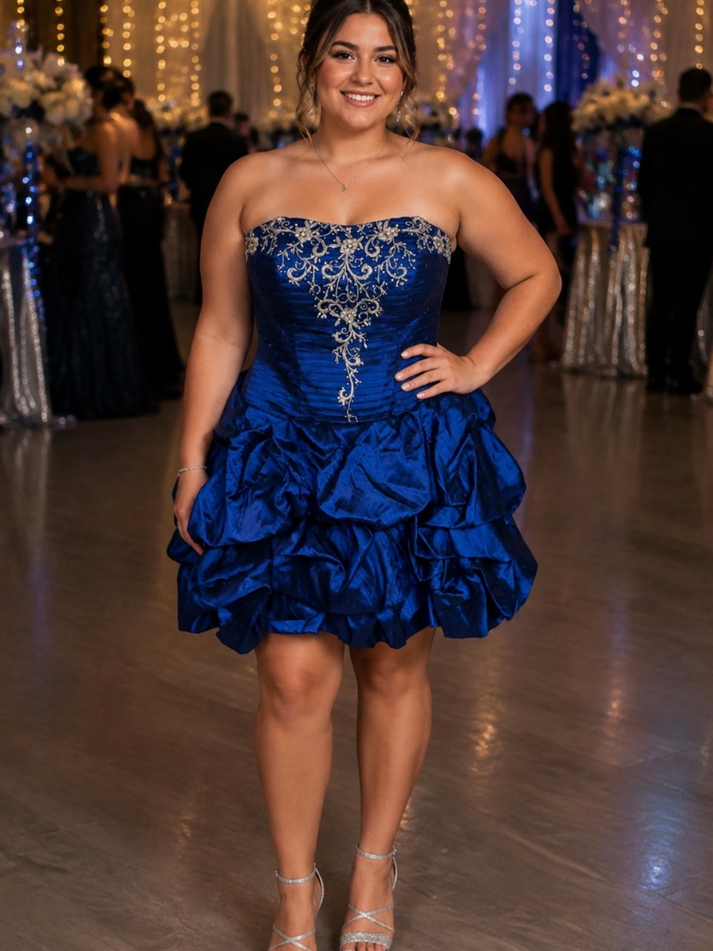NWT Vintage Milano Blue Corset Ruffle Homecoming Dress princesscore